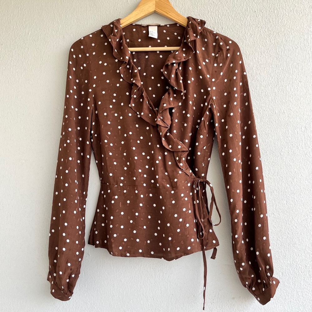 H&M | Polka Dot Wrap Peplum Blouse